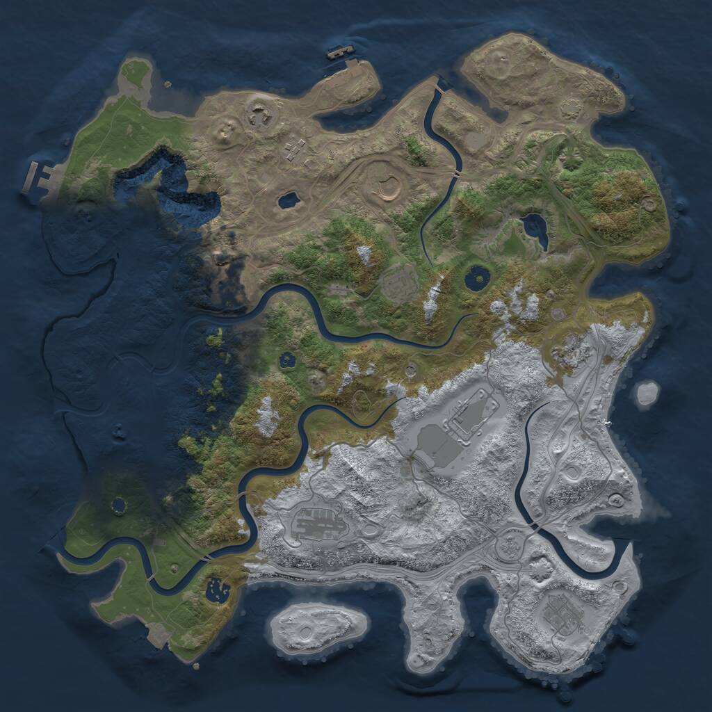 Rust Map: Procedural Map, Size: 4300, Seed: 1975987854, 16 Monuments