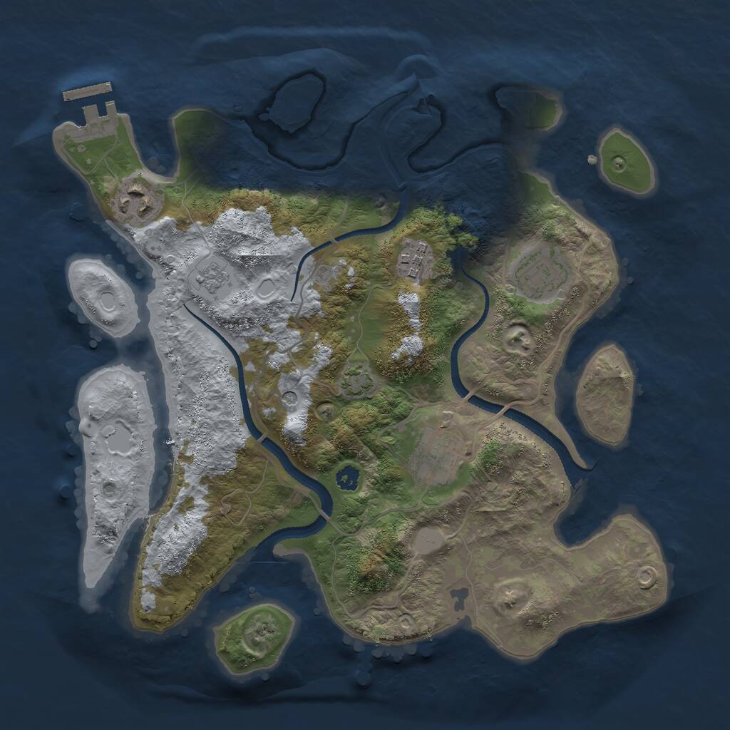 Rust Map: Procedural Map, Size: 3000, Seed: 1402222813, 9 Monuments