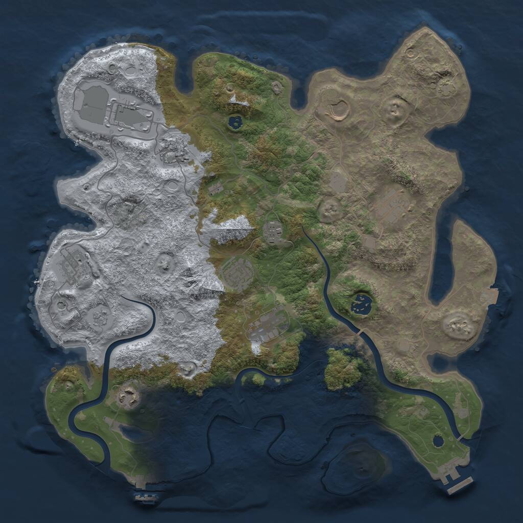 Rust Map: Procedural Map, Size: 3800, Seed: 44509, 16 Monuments