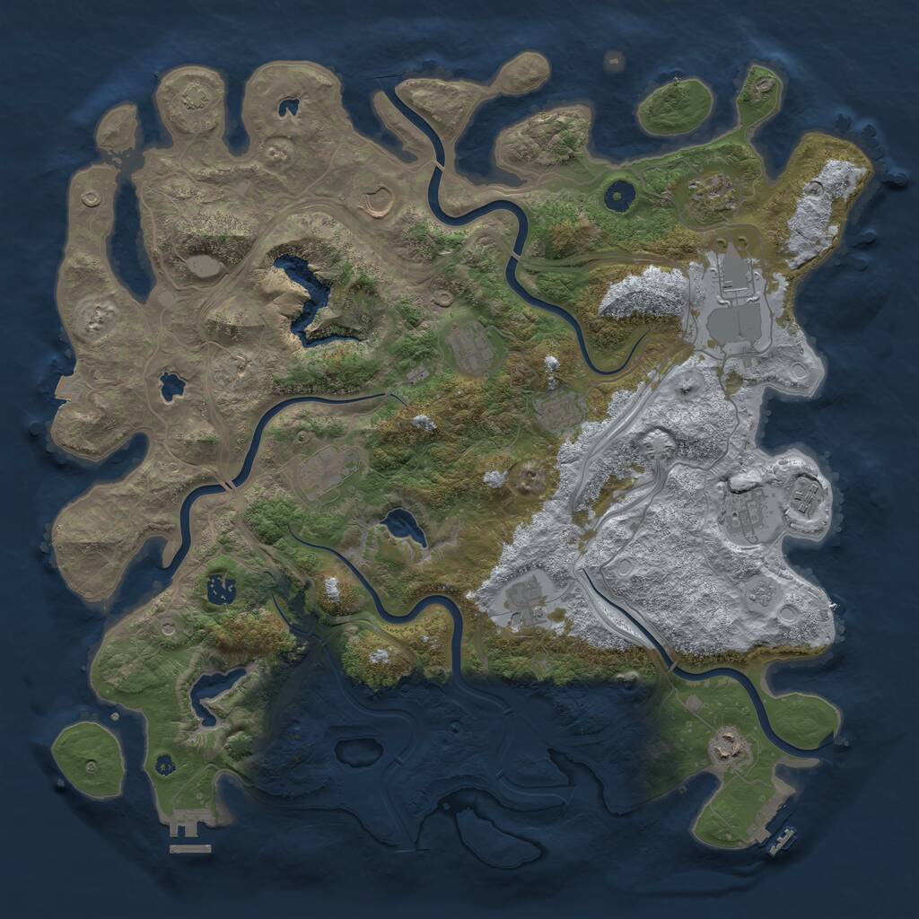 Rust Map: Procedural Map, Size: 4500, Seed: 988297745, 17 Monuments