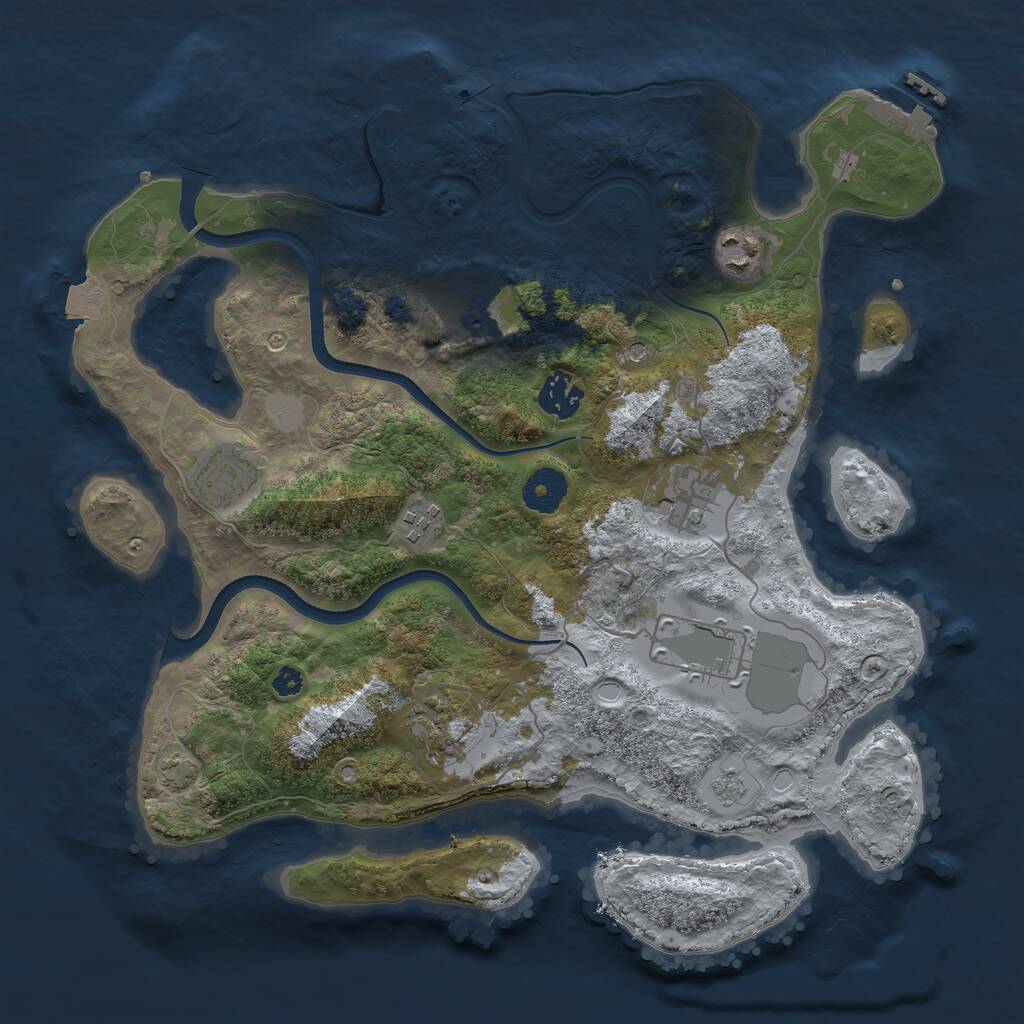 Rust Map: Procedural Map, Size: 3500, Seed: 103666862, 14 Monuments