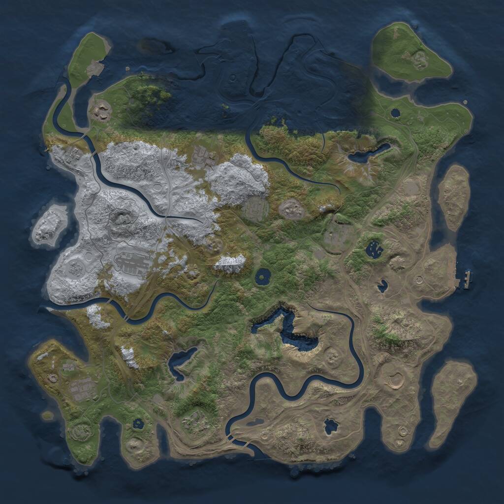 Rust Map: Procedural Map, Size: 4500, Seed: 244208, 16 Monuments