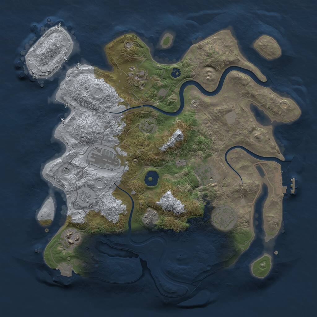 Rust Map: Procedural Map, Size: 3200, Seed: 1395895595, 11 Monuments