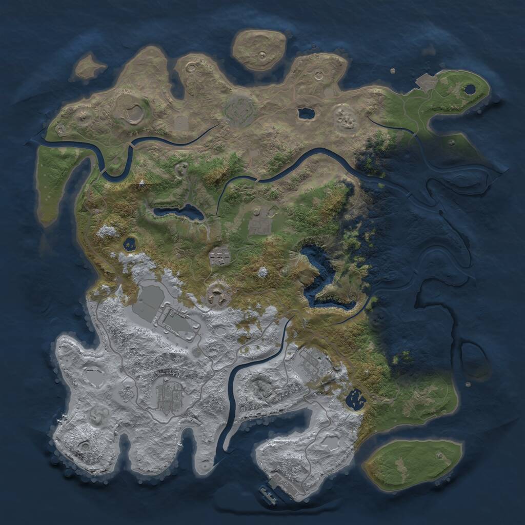 Rust Map: Procedural Map, Size: 4000, Seed: 313788410, 14 Monuments