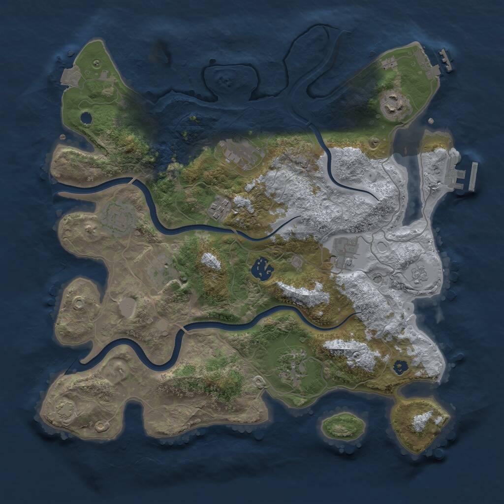 Rust Map: Procedural Map, Size: 3500, Seed: 83484140, 14 Monuments