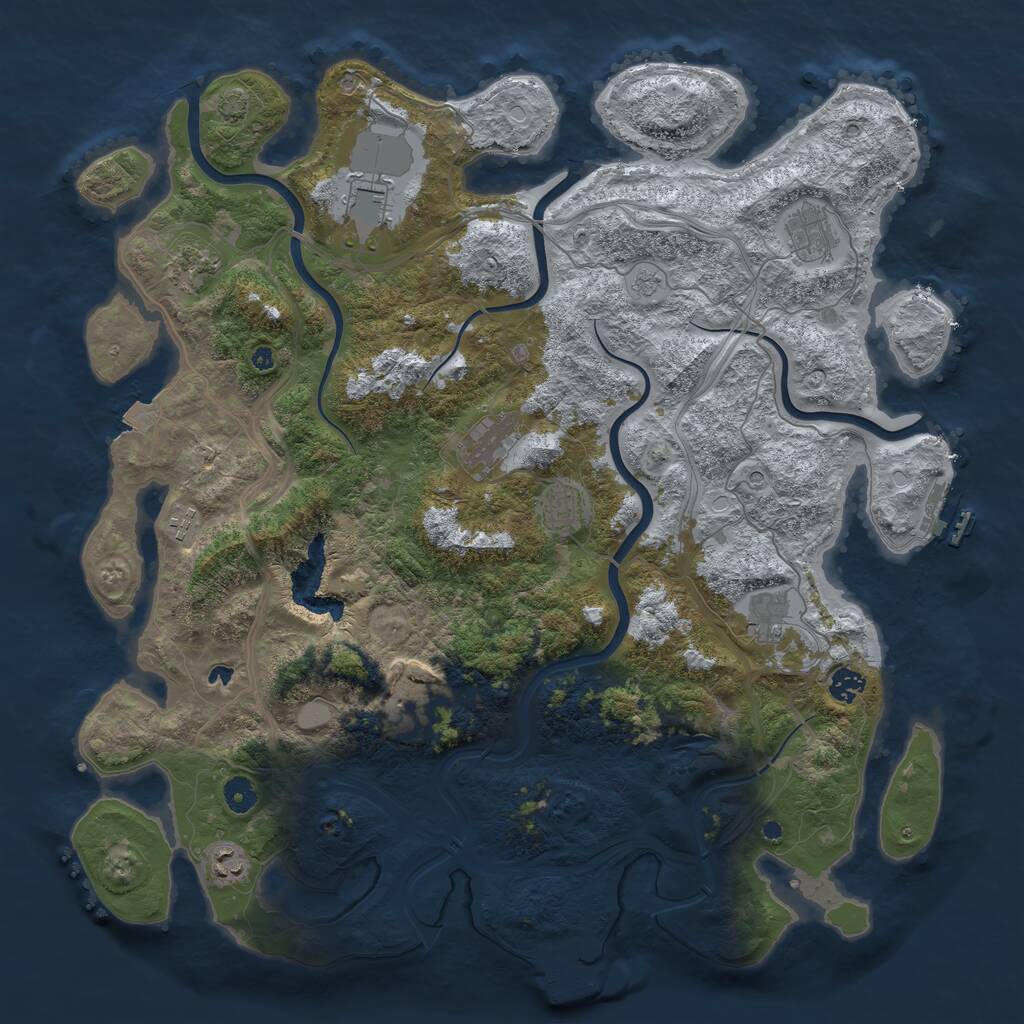 Rust Map: Procedural Map, Size: 4500, Seed: 249059622, 16 Monuments