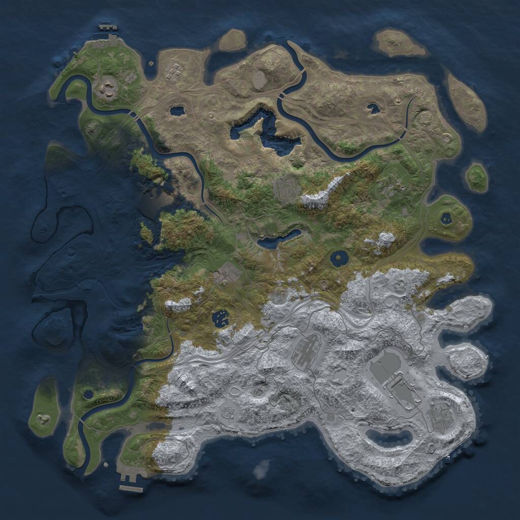 Rust Map: Procedural Map, Size: 4500, Seed: 780101796, 16 Monuments