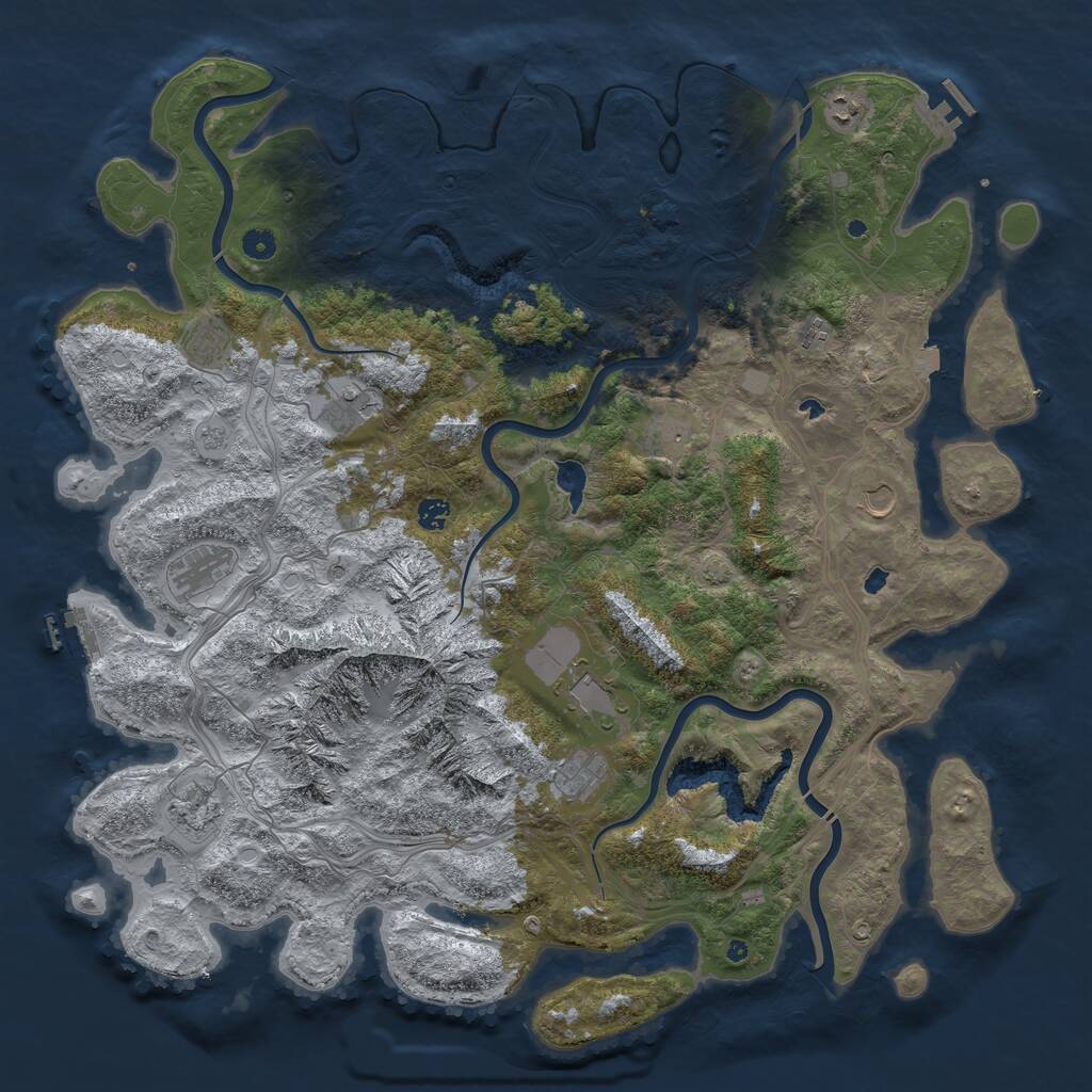 Rust Map: Procedural Map, Size: 5000, Seed: 1424283729, 17 Monuments