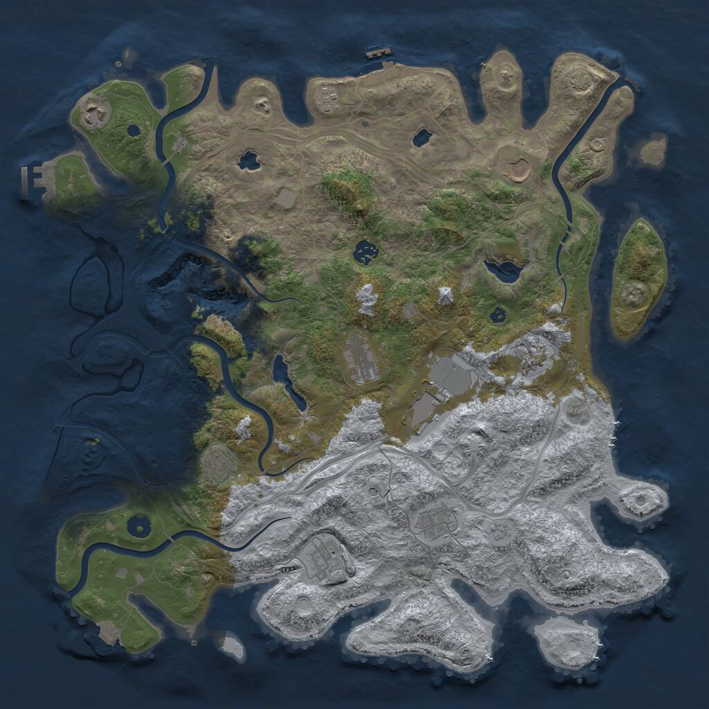 Rust Map: Procedural Map, Size: 4500, Seed: 243281345, 16 Monuments
