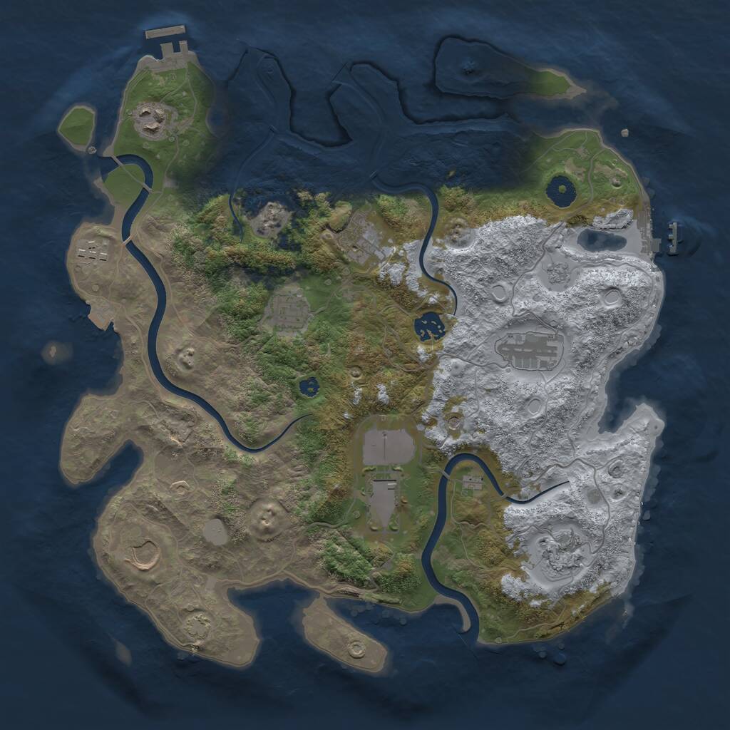 Rust Map: Procedural Map, Size: 3700, Seed: 71151965, 15 Monuments