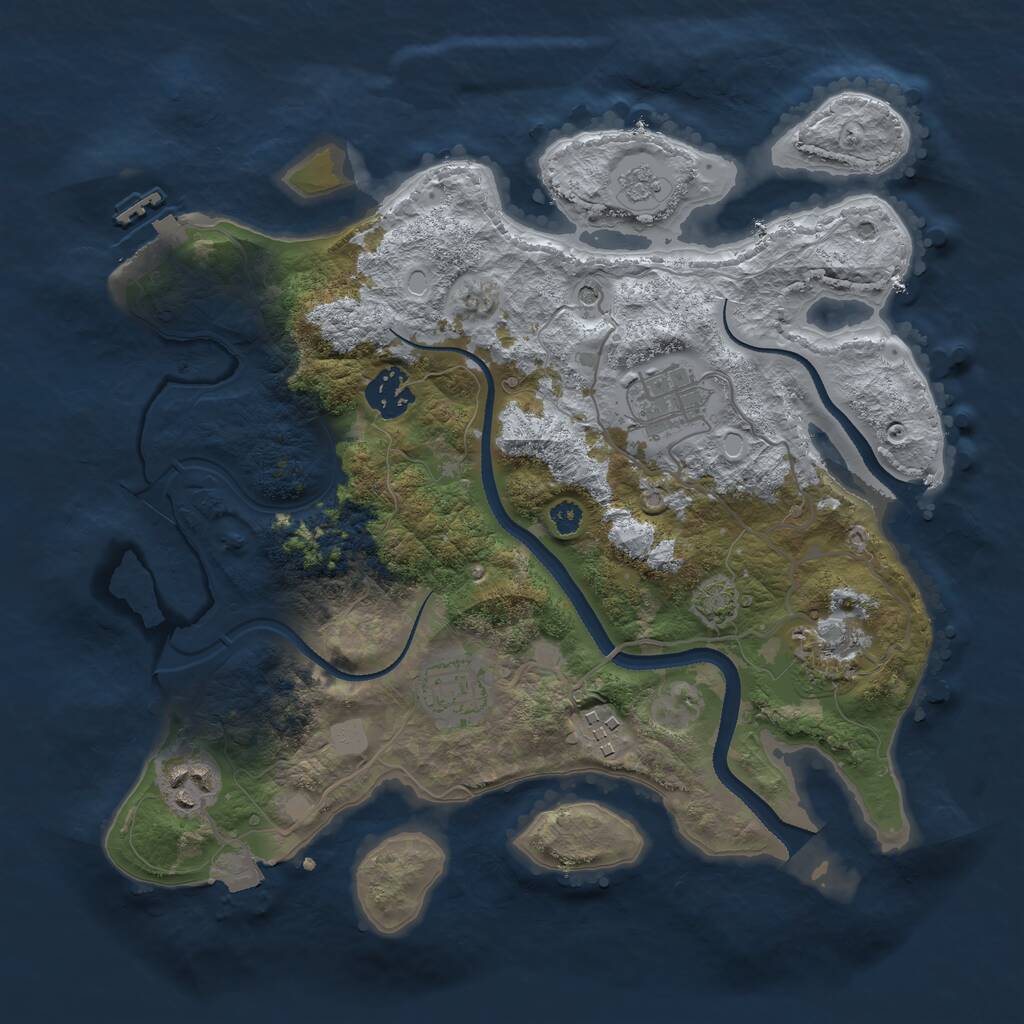 Rust Map: Procedural Map, Size: 3222, Seed: 493705415, 11 Monuments