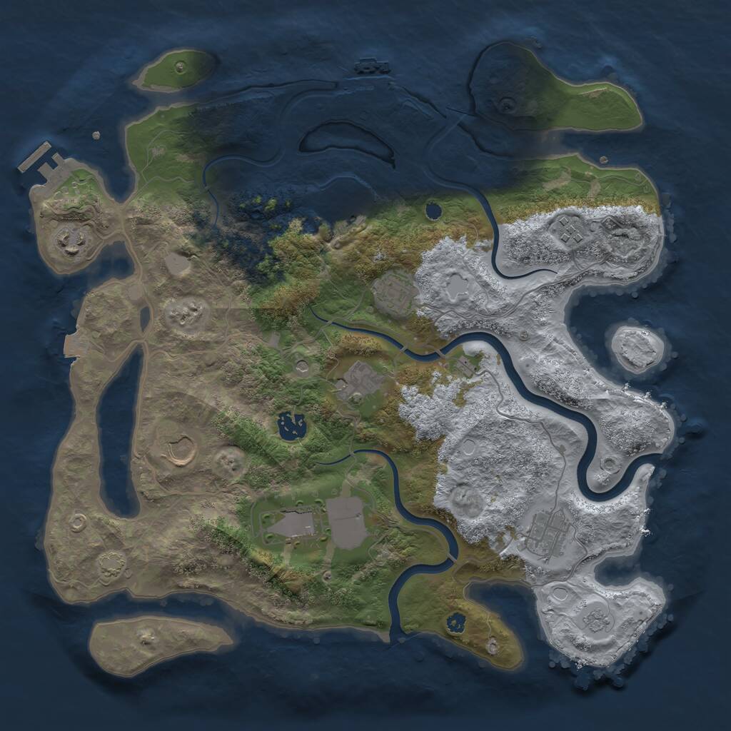 Rust Map: Procedural Map, Size: 3700, Seed: 136187228, 15 Monuments
