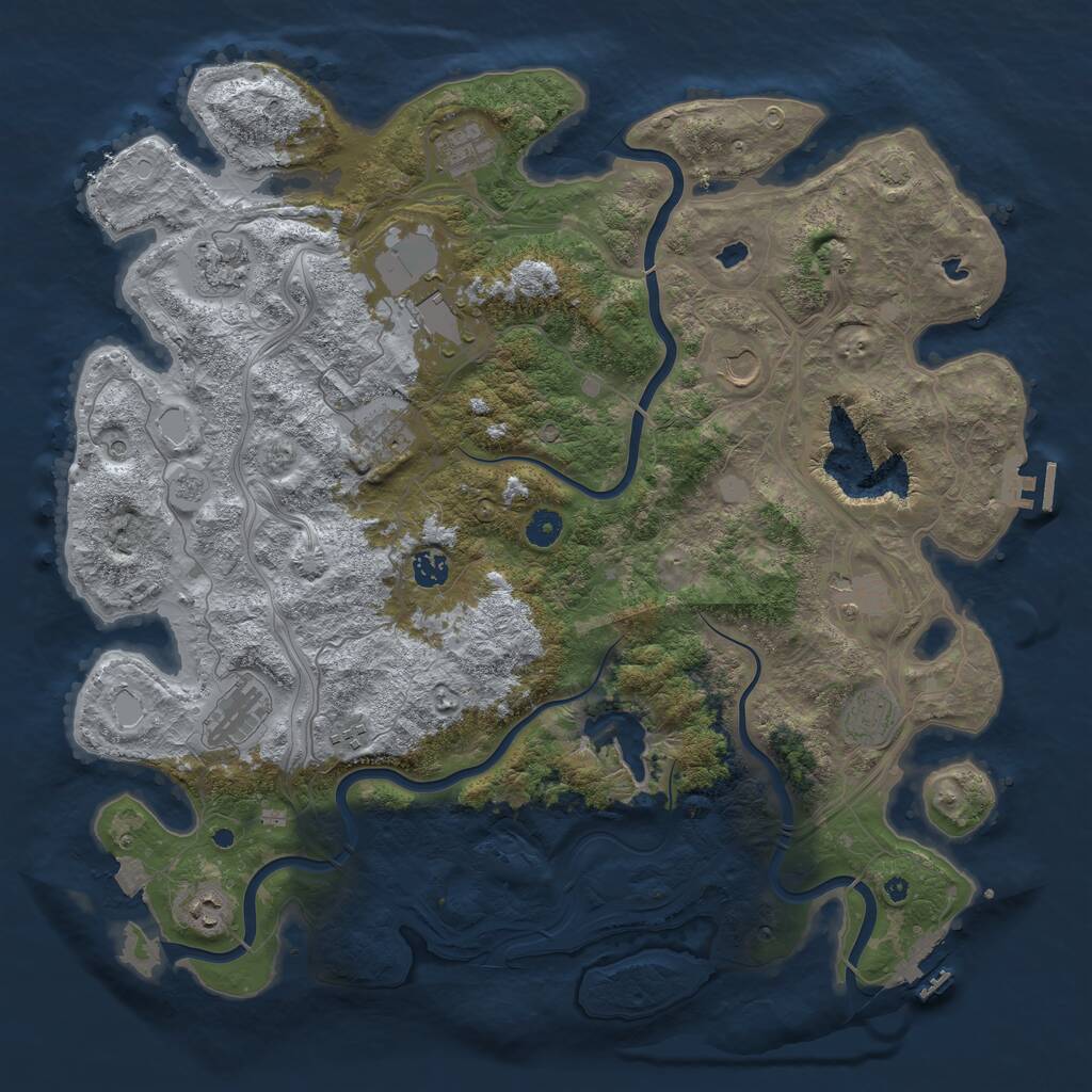Rust Map: Procedural Map, Size: 4500, Seed: 1307275055, 17 Monuments
