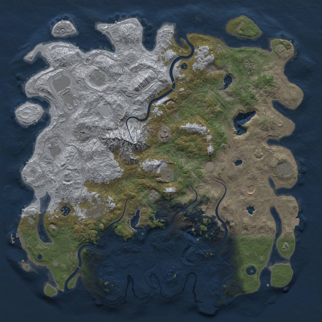 Rust Map: Procedural Map, Size: 5000, Seed: 136585354, 17 Monuments