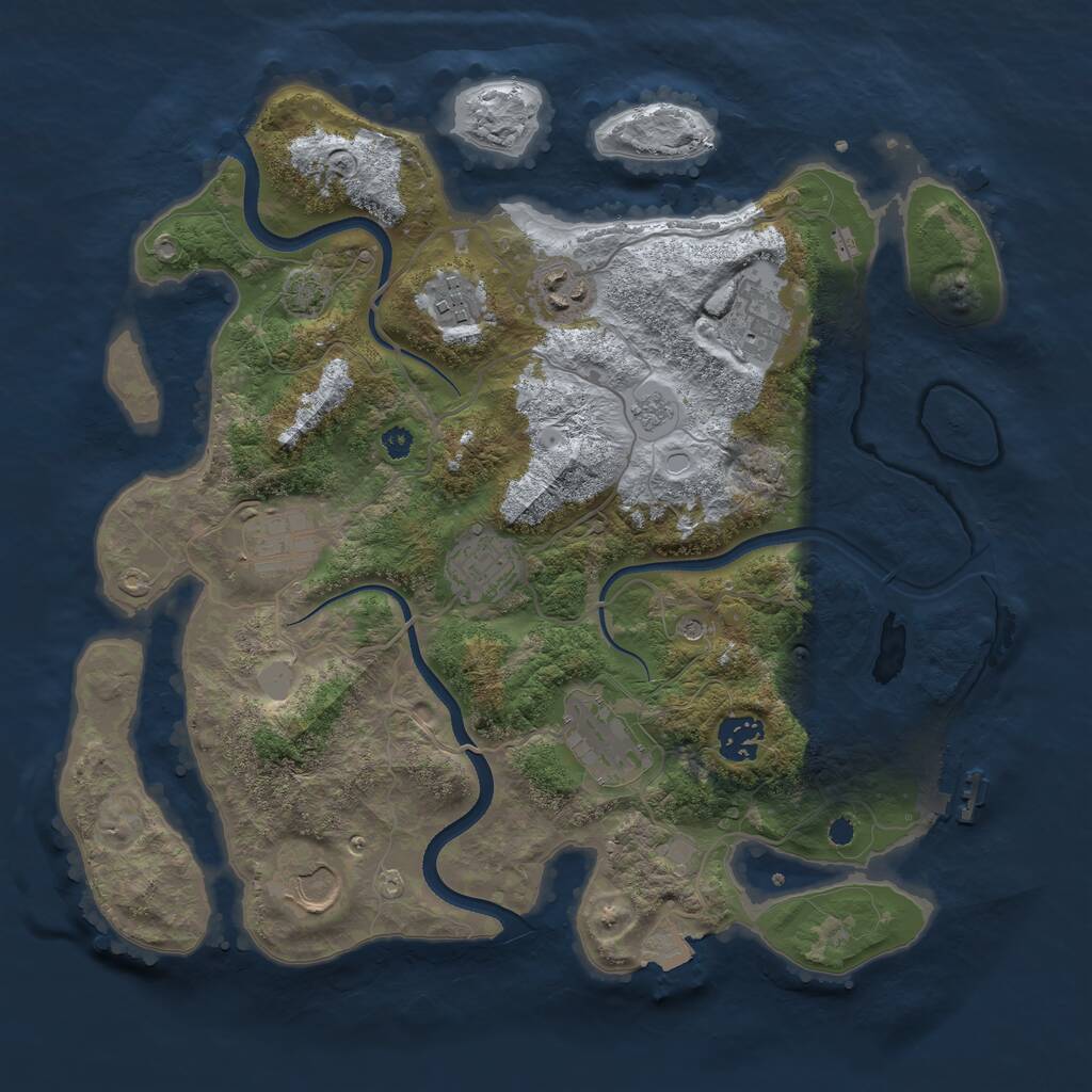 Rust Map: Procedural Map, Size: 3500, Seed: 906047570, 13 Monuments