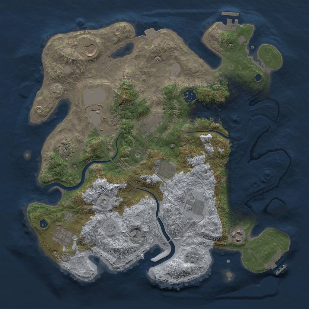 Rust Map: Procedural Map, Size: 3650, Seed: 24120692, 16 Monuments