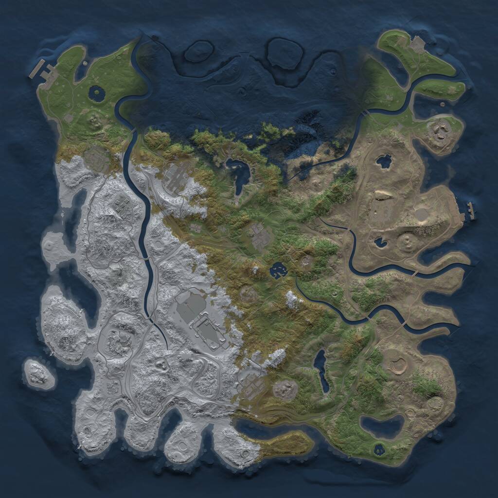 Rust Map: Procedural Map, Size: 4500, Seed: 381357997, 17 Monuments