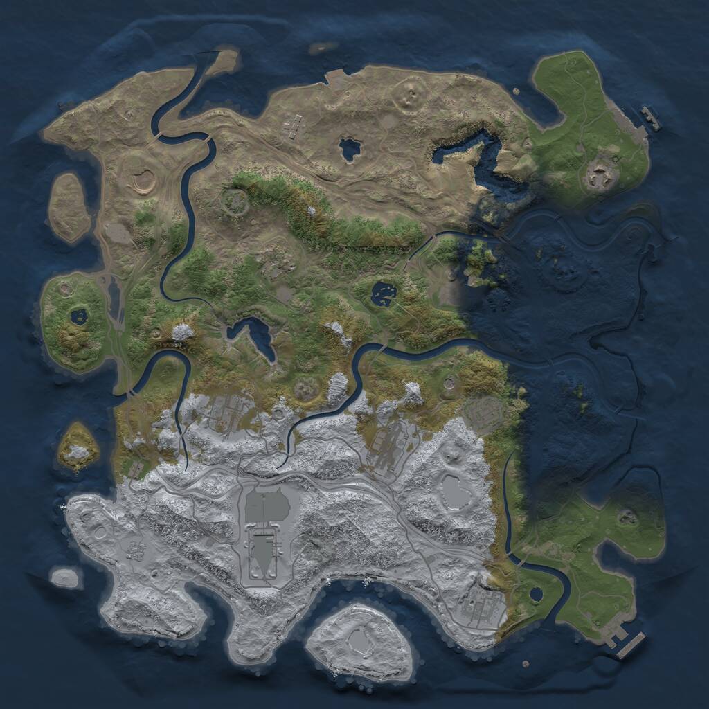 Rust Map: Procedural Map, Size: 4250, Seed: 827314568, 17 Monuments