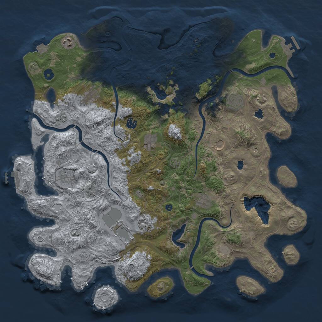 Rust Map: Procedural Map, Size: 4500, Seed: 684028403, 17 Monuments