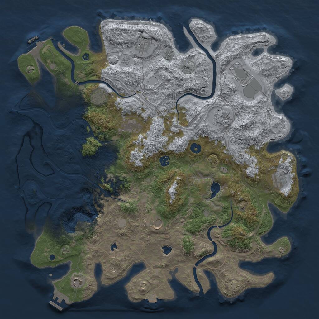 Rust Map: Procedural Map, Size: 4500, Seed: 1691632745, 16 Monuments
