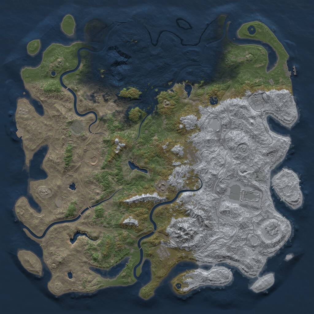 Rust Map: Procedural Map, Size: 5500, Seed: 557976737, 17 Monuments