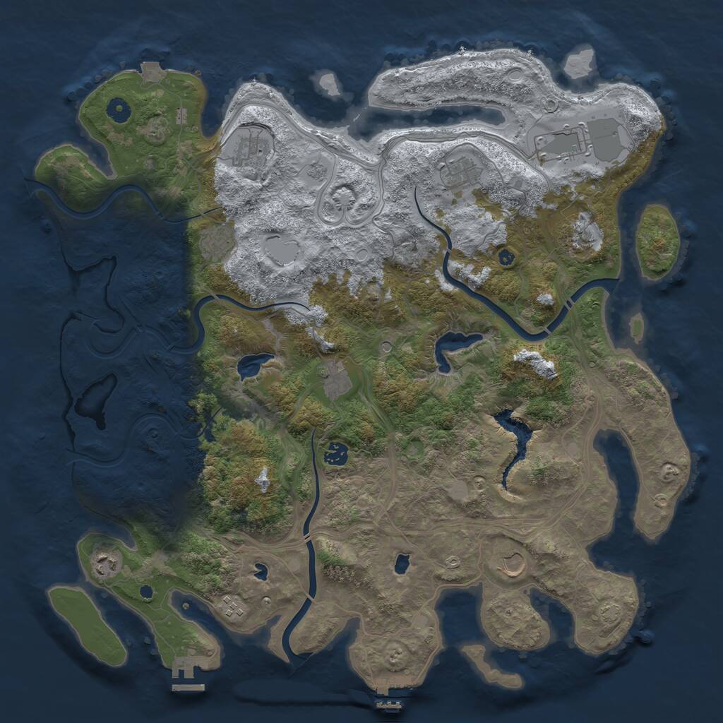 Rust Map: Procedural Map, Size: 4500, Seed: 5731, 16 Monuments