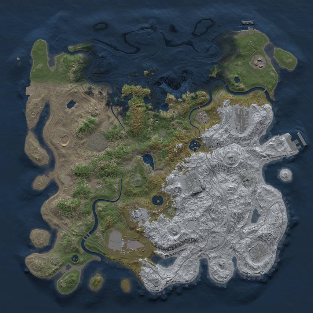 Rust Map: Procedural Map, Size: 4300, Seed: 84515232, 16 Monuments
