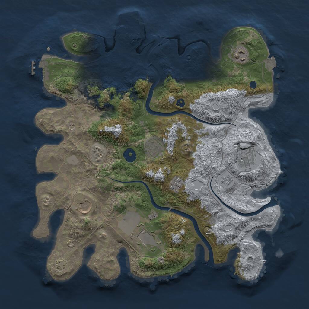 Rust Map: Procedural Map, Size: 3500, Seed: 246225928, 12 Monuments