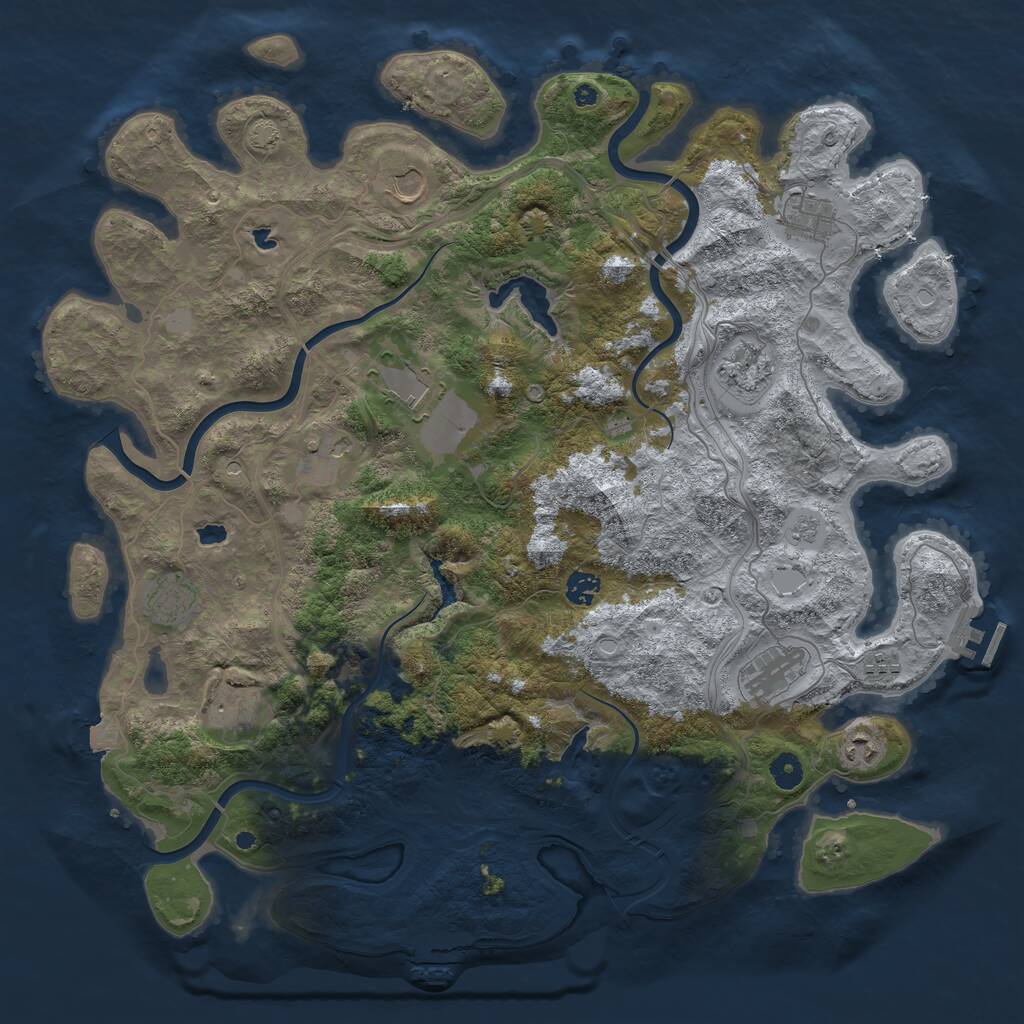Rust Map: Procedural Map, Size: 4500, Seed: 895928948, 17 Monuments
