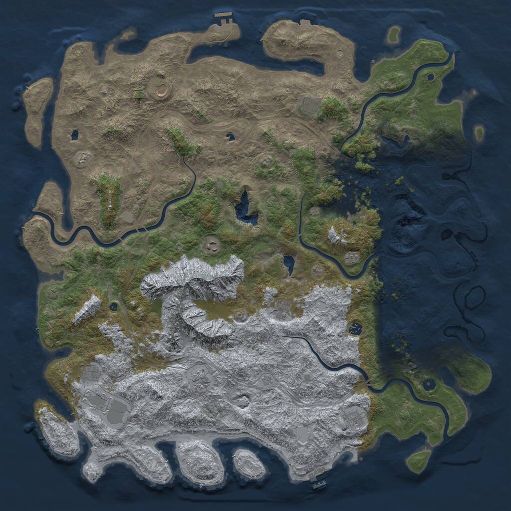 Rust Map: Procedural Map, Size: 6000, Seed: 745232211, 17 Monuments
