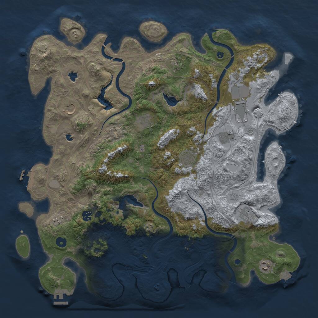 Rust Map: Procedural Map, Size: 4500, Seed: 14656, 16 Monuments
