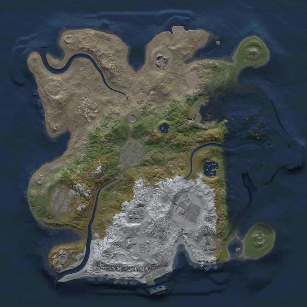 Rust Map: Procedural Map, Size: 3000, Seed: 1743722862, 14 Monuments