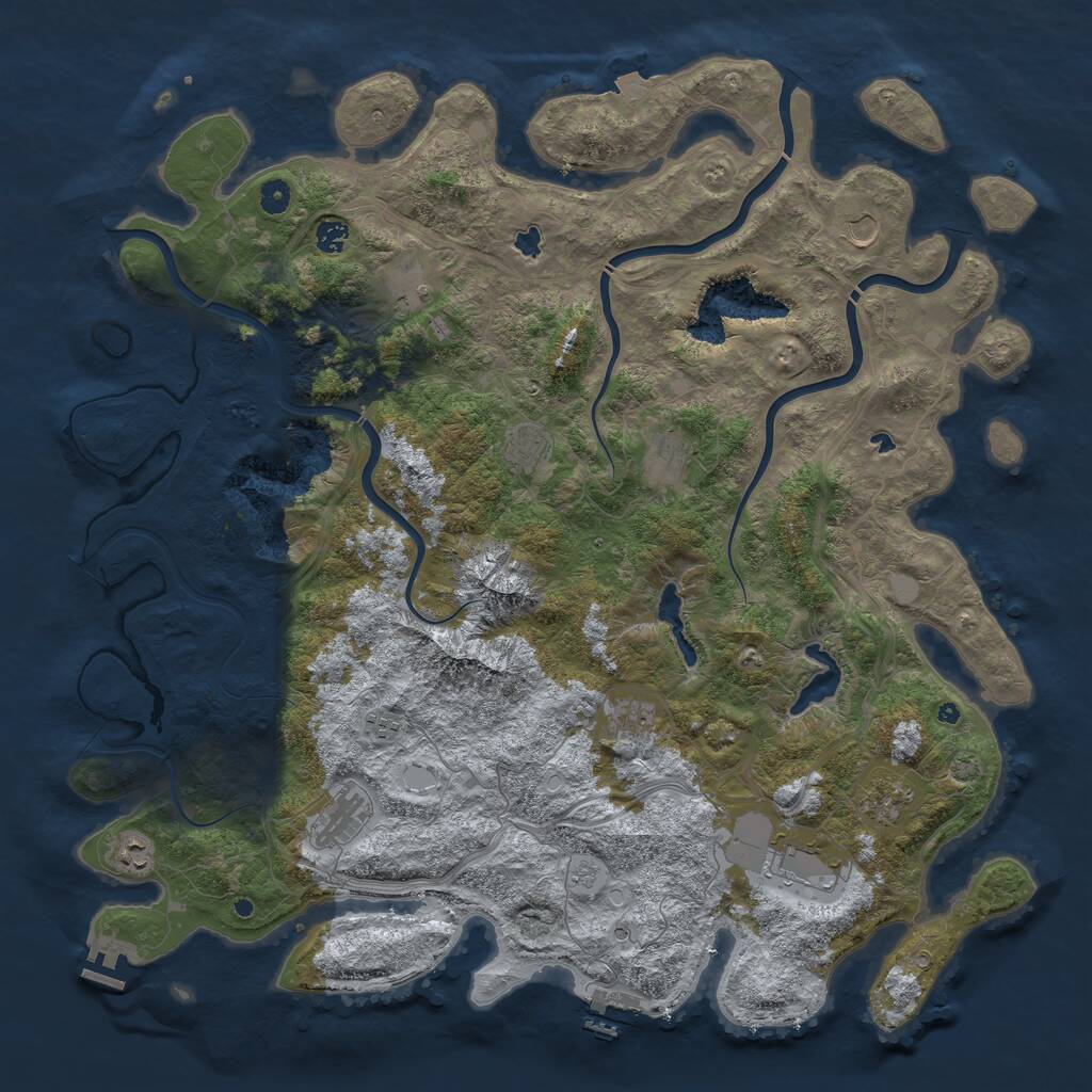 Rust Map: Procedural Map, Size: 5000, Seed: 86329283, 17 Monuments