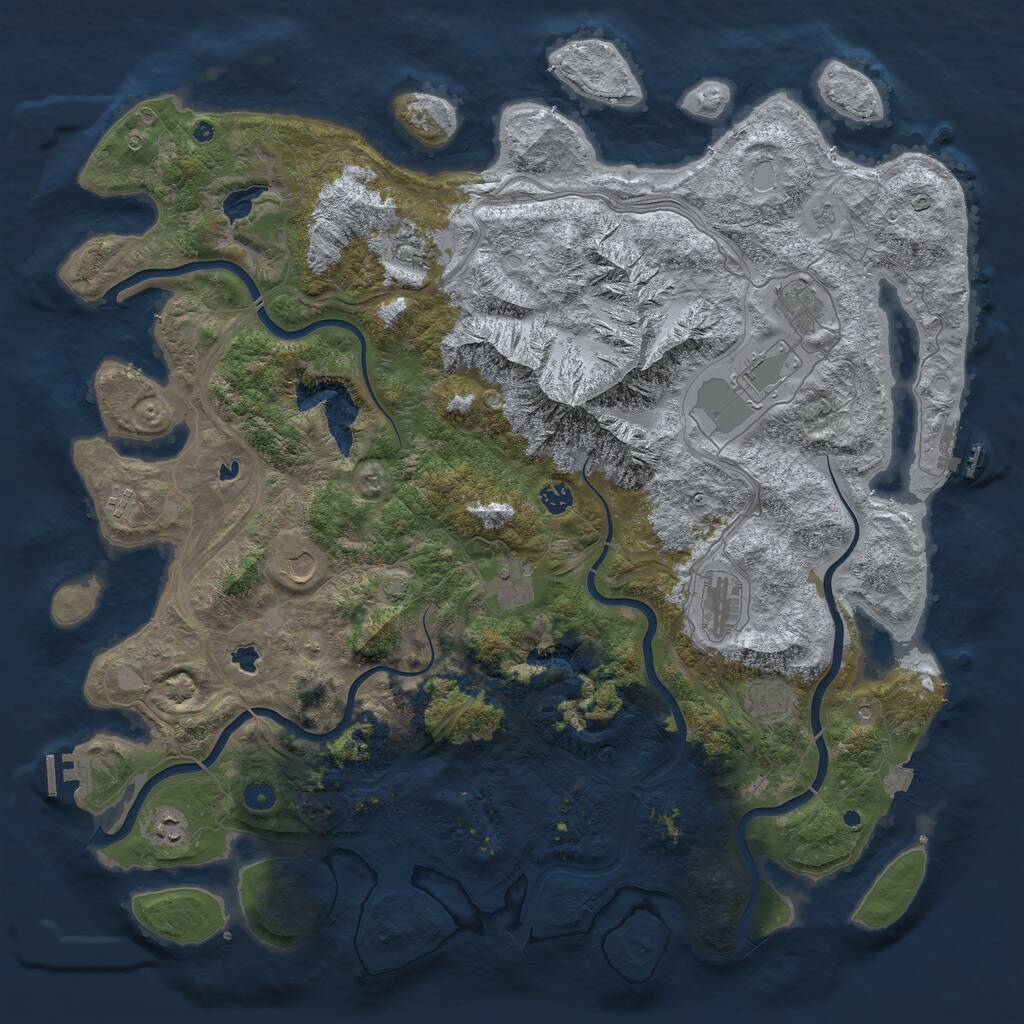 Rust Map: Procedural Map, Size: 5000, Seed: 261805957, 16 Monuments