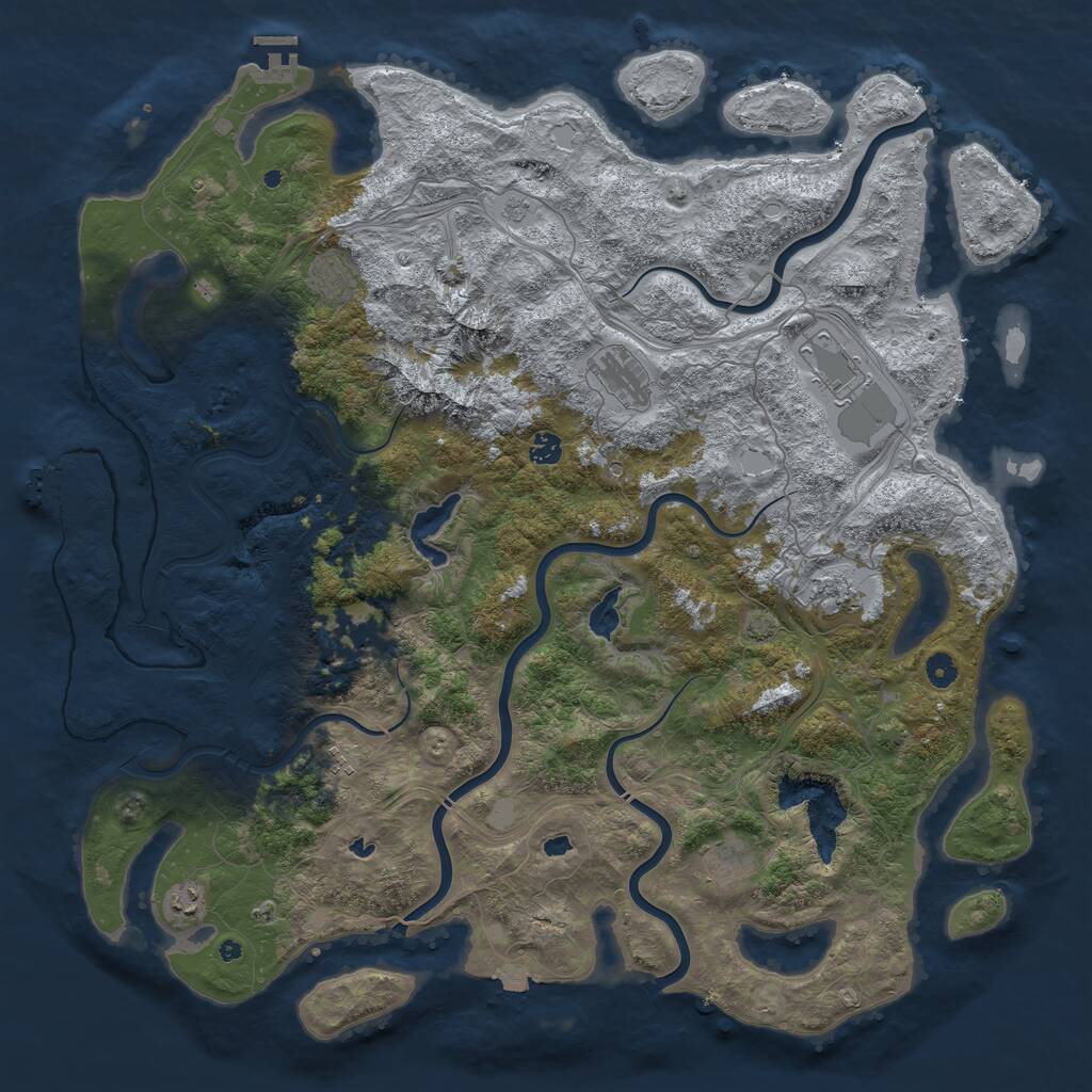 Rust Map: Procedural Map, Size: 5000, Seed: 490033, 15 Monuments