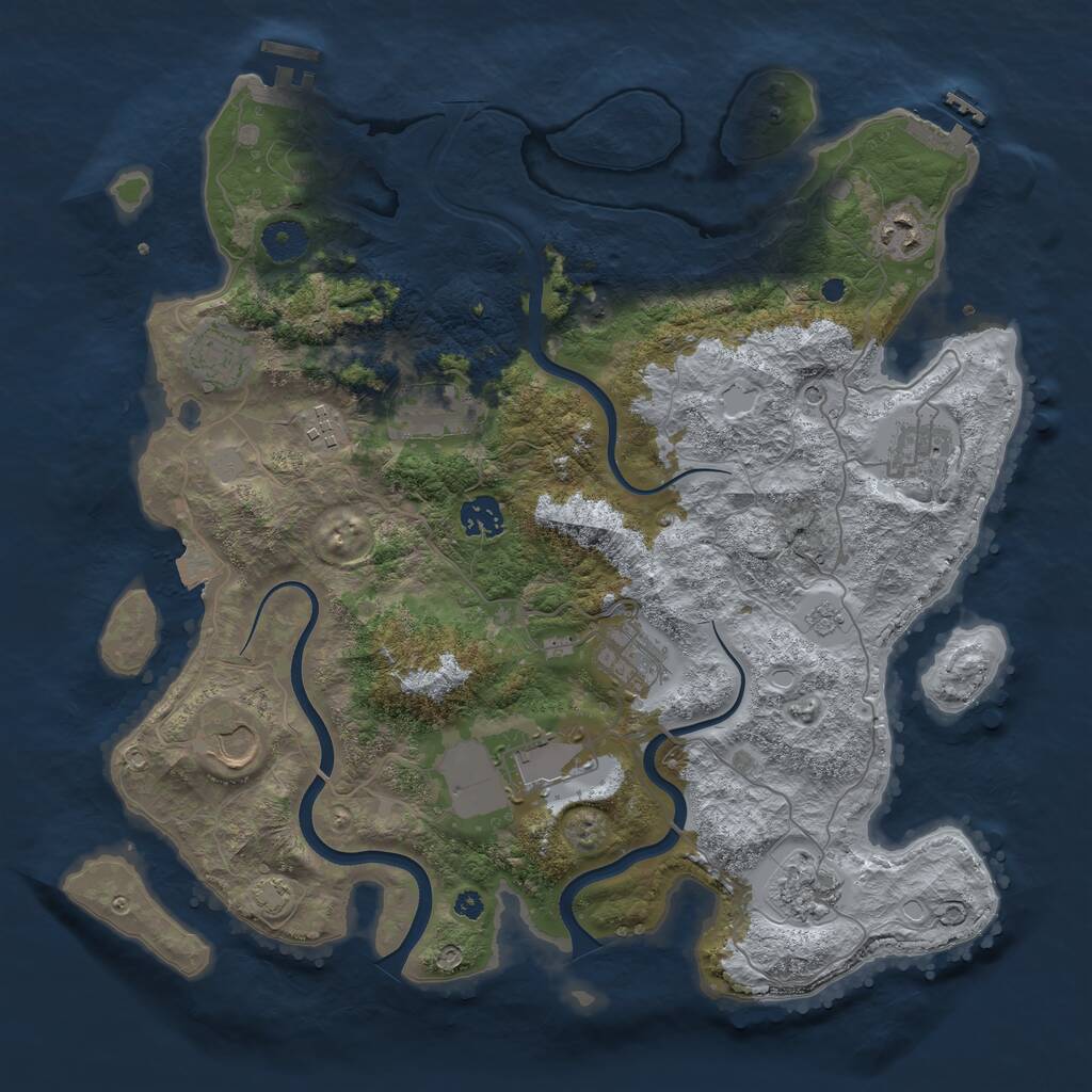 Rust Map: Procedural Map, Size: 3800, Seed: 463812032, 16 Monuments