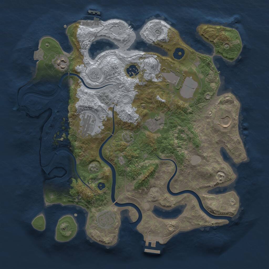 Rust Map: Procedural Map, Size: 3500, Seed: 171915650, 14 Monuments