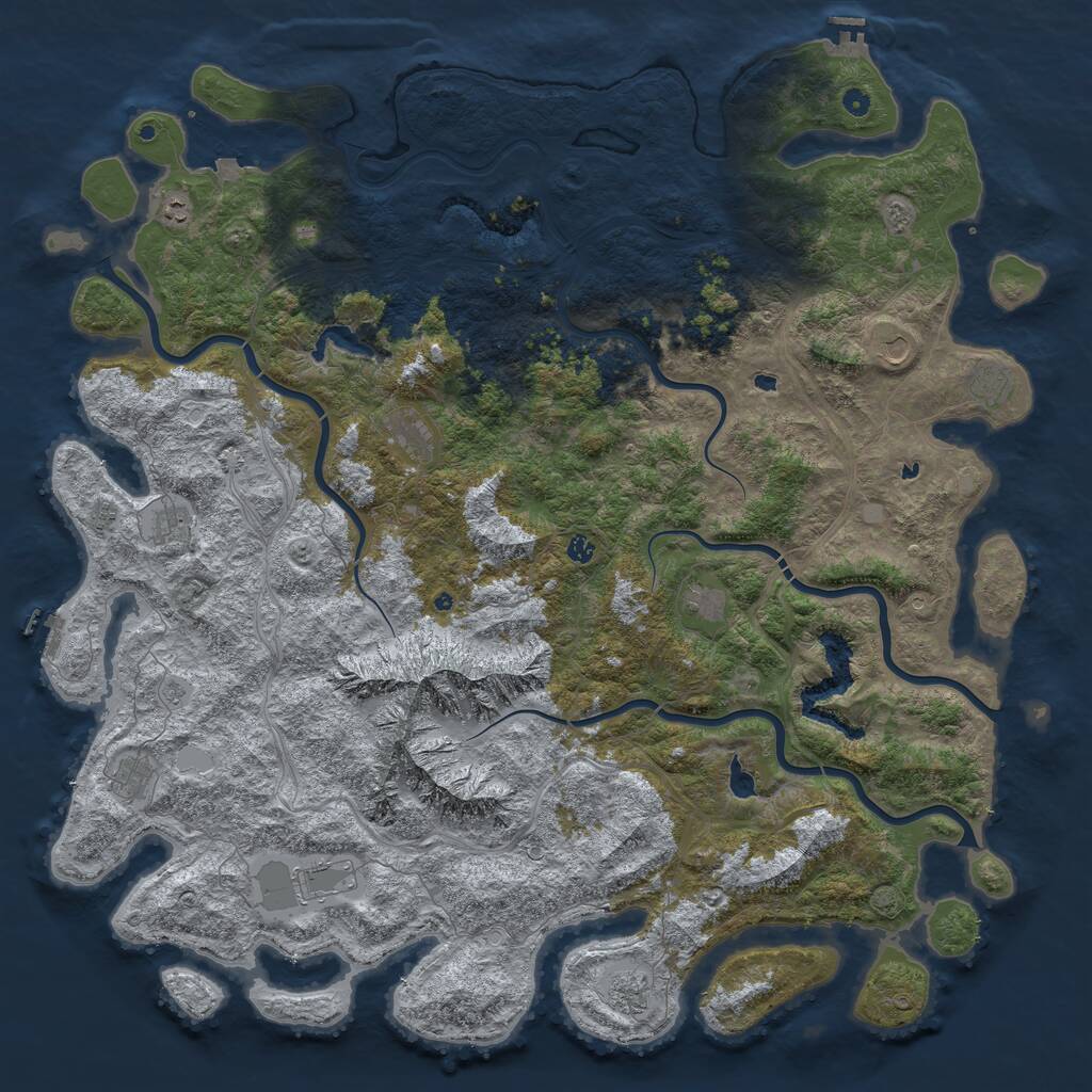 Rust Map: Procedural Map, Size: 6000, Seed: 561349068, 17 Monuments