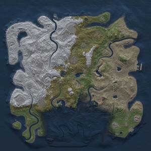 Thumbnail Rust Map: Procedural Map, Size: 4500, Seed: 1718609106, 16 Monuments