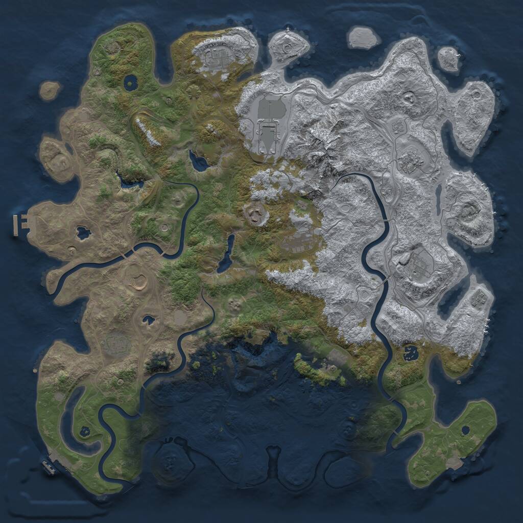 Rust Map: Procedural Map, Size: 5000, Seed: 991291837, 17 Monuments