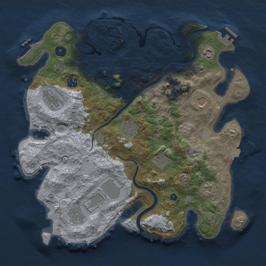 Rust Map: Procedural Map, Size: 3700, Seed: 1157037709, 16 Monuments