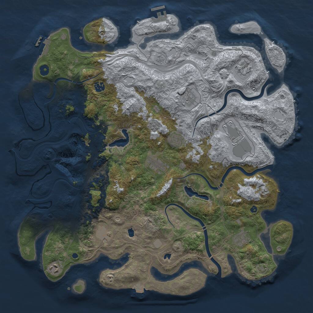 Rust Map: Procedural Map, Size: 4500, Seed: 3518437, 16 Monuments