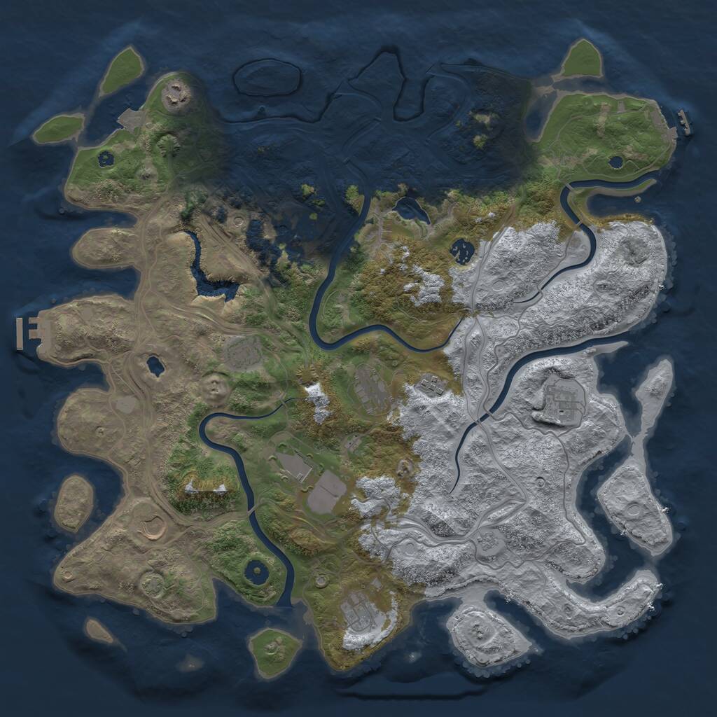 Rust Map: Procedural Map, Size: 4499, Seed: 1328370240, 16 Monuments