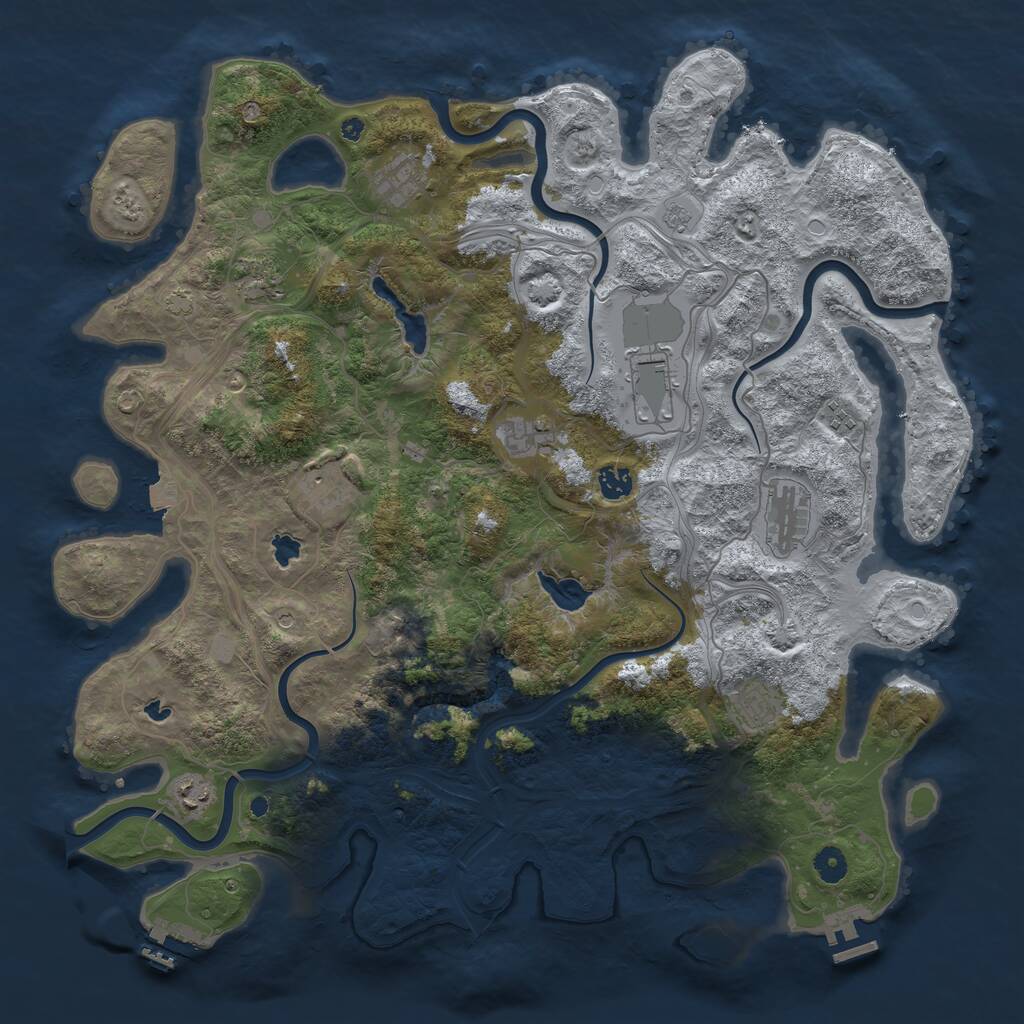 Rust Map: Procedural Map, Size: 4500, Seed: 898495161, 16 Monuments
