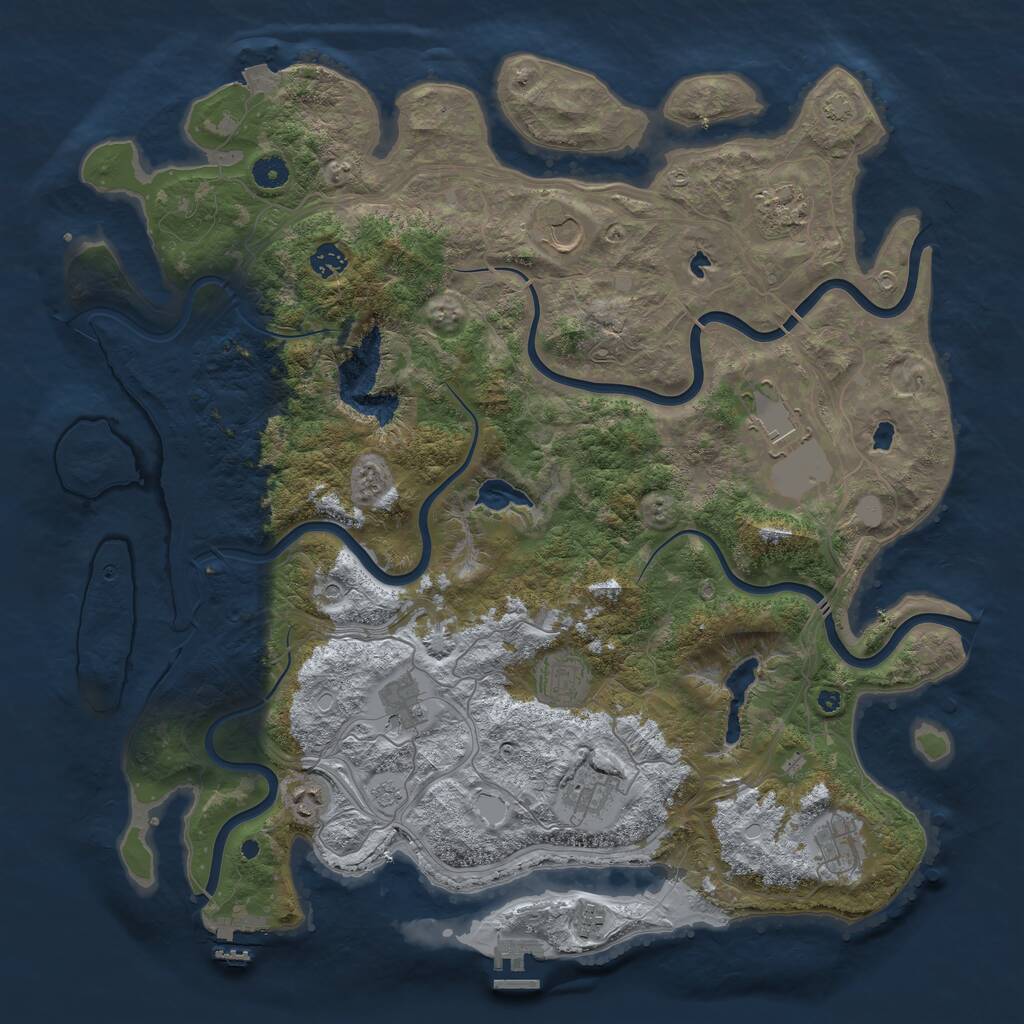 Rust Map: Procedural Map, Size: 4500, Seed: 1975795407, 16 Monuments