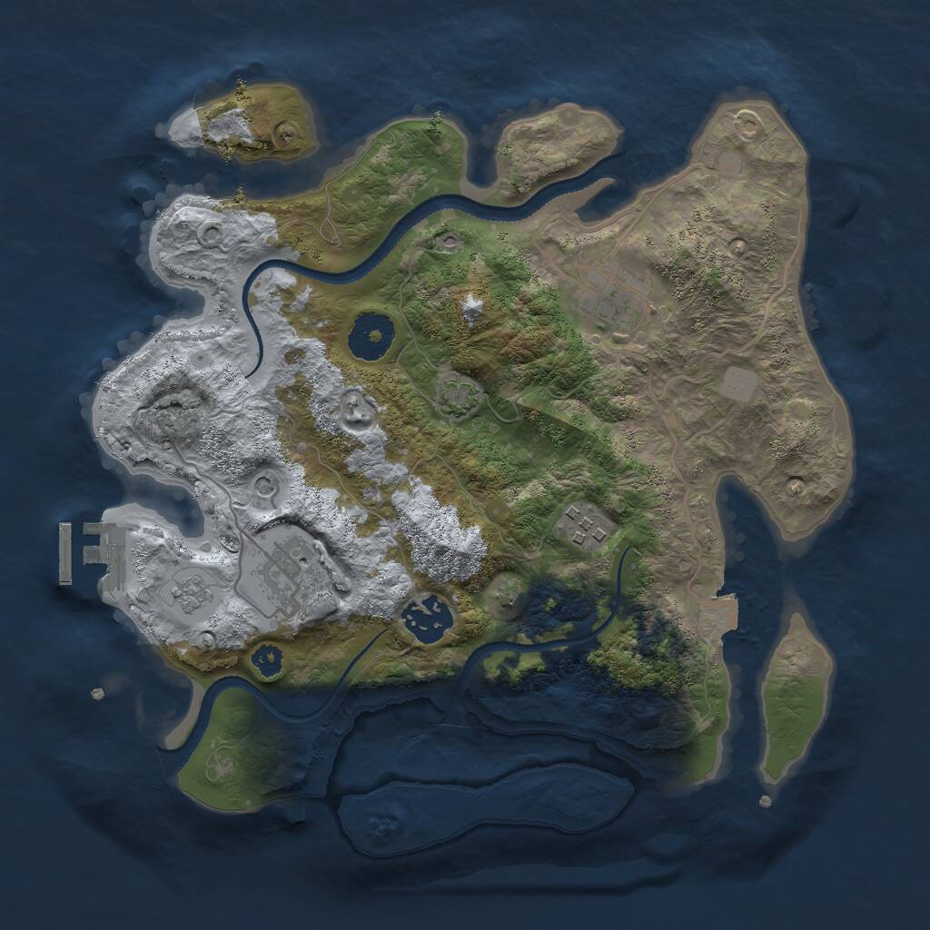 Rust Map: Procedural Map, Size: 3000, Seed: 27409, 9 Monuments