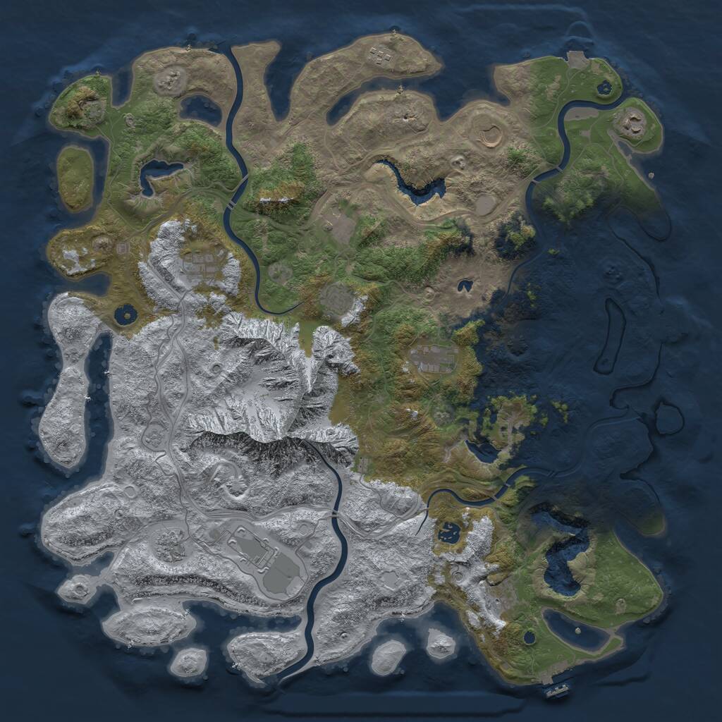Rust Map: Procedural Map, Size: 5000, Seed: 1801452462, 17 Monuments