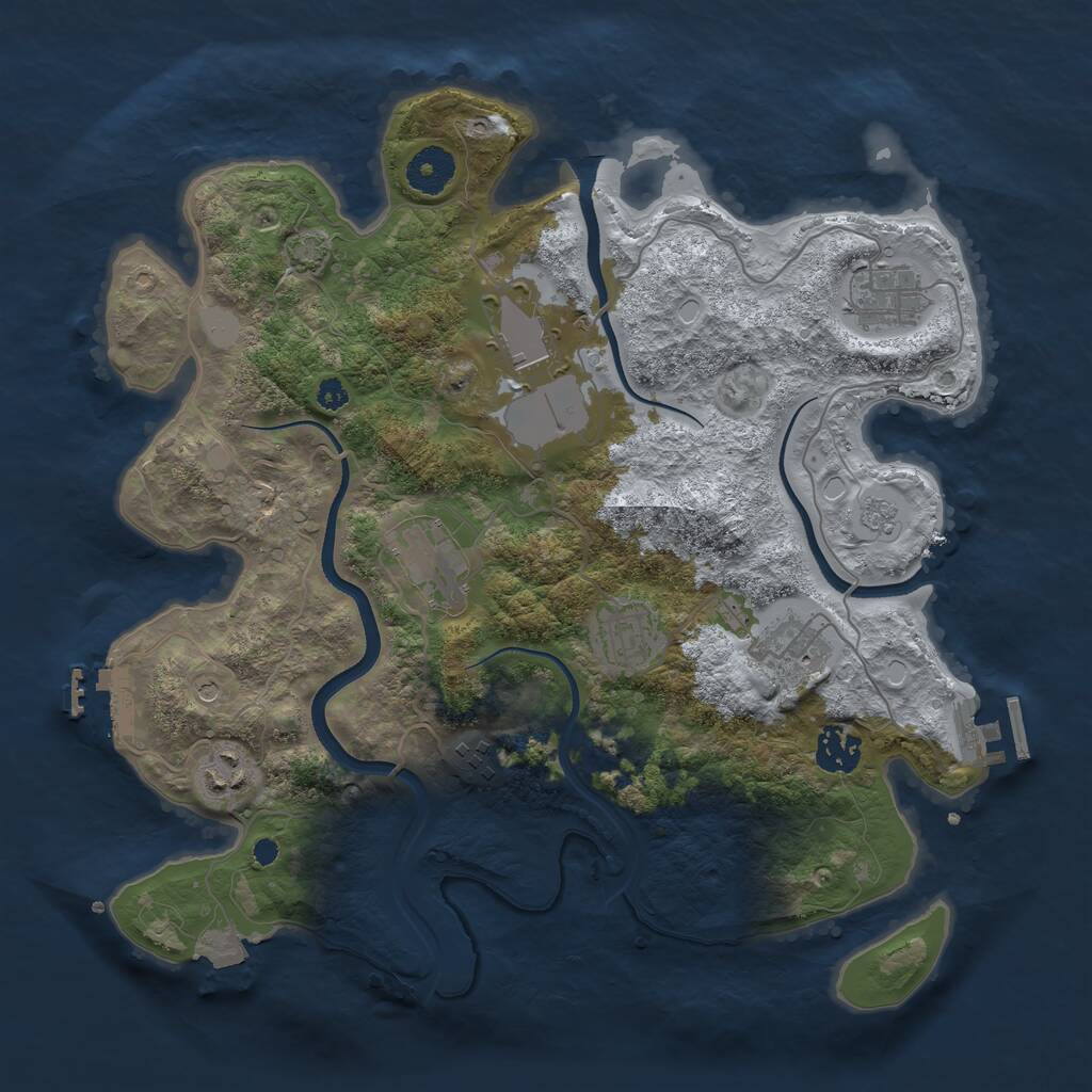 Rust Map: Procedural Map, Size: 3500, Seed: 998345830, 14 Monuments