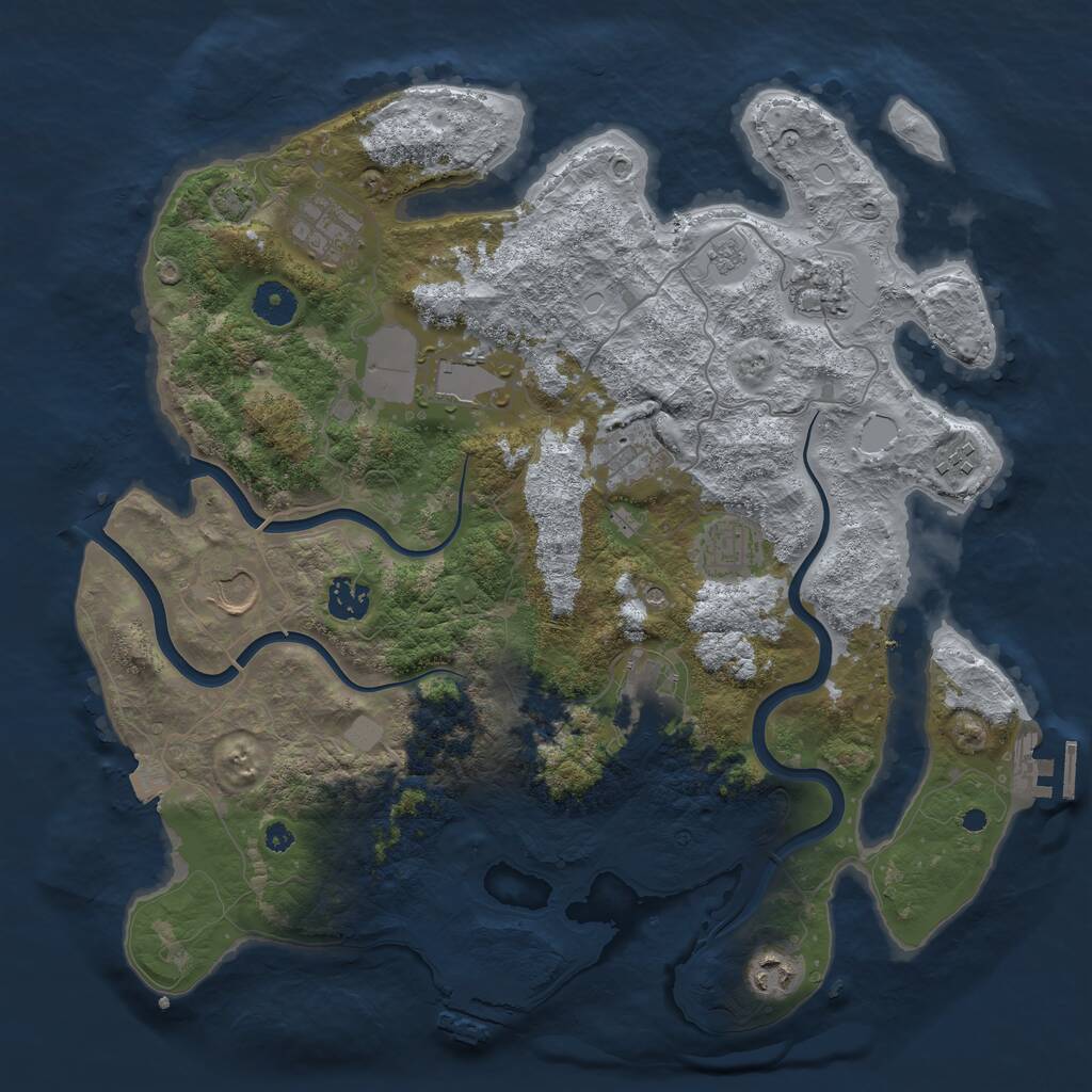 Rust Map: Procedural Map, Size: 3800, Seed: 1521363384, 16 Monuments