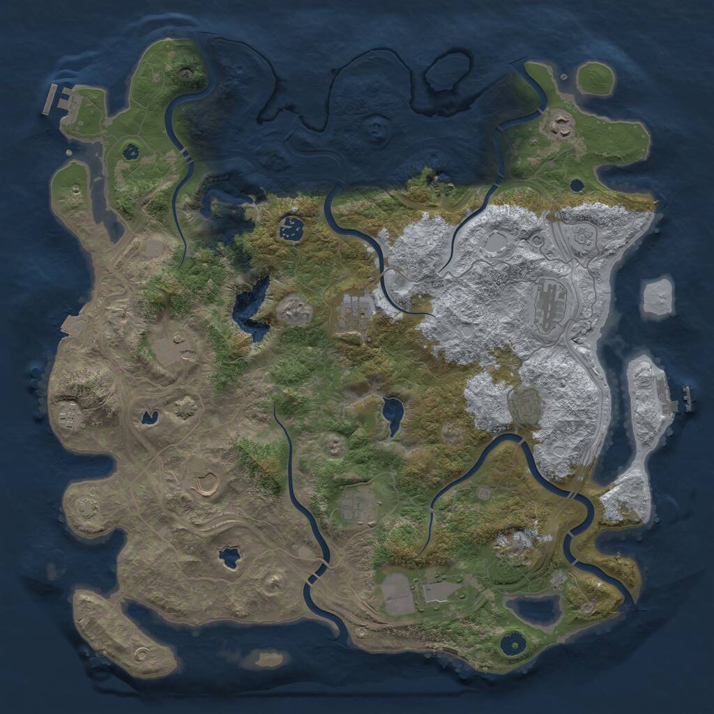 Rust Map: Procedural Map, Size: 4500, Seed: 248985436, 17 Monuments